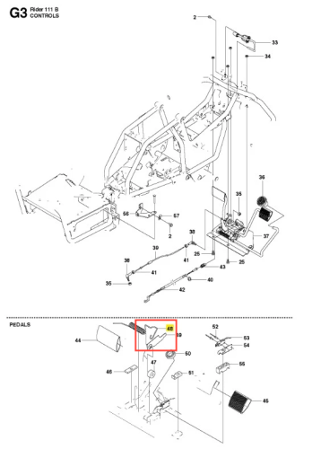 Sprężyna ridera R 111B Husqvarna, metalowa, cylindryczna ze szlifowaną powierzchnią i wyraźnymi końcami, leży na jasnym tle. Element układu pedałowego zapewniający sprężystość.