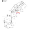Metalowa, cylindryczna tuleja ograniczająca ridera R 111B Husqvarna, srebrna, z oznaczeniem numer 5, widok z boku na detal, na białym tle.