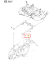 Śruba kołnierzowa ridera R 111B Husqvarna w kolorze metalicznym, z wyraźnym oznaczeniem numeru 16. Produkt przedstawiony w formie schematu montażowego, ukierunkowany na detale konstrukcyjne. Widoczne mocowanie na podwoziu.