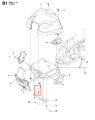 Śruba ridera R 111B Husqvarna, wykonana z metalu, w kolorze srebrnym. Zbliżenie na gwint i łeb śruby montażowej. Widoczna tekstura gwintu i oznaczenie w postaci cyfry. Produkt o wymiarach dostosowanych do urządzeń Husqvarna.