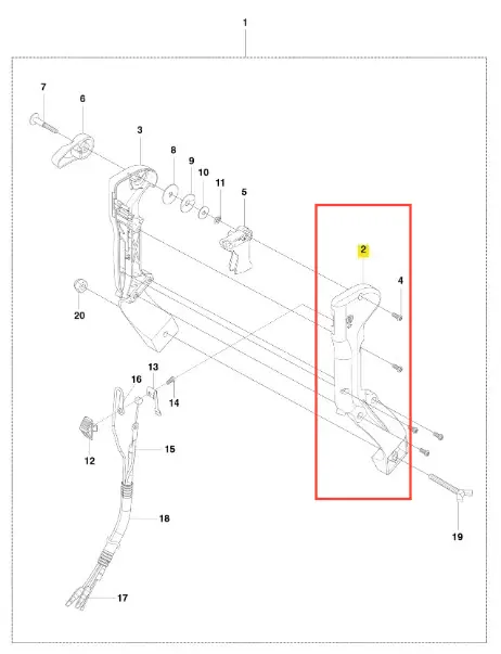 Osłona dmuchawy 150BT Husqvarna, szara, z tworzywa, gładka, z widocznymi mocowaniami, składająca się z dwóch segmentów, na białym tle, widok z boku.