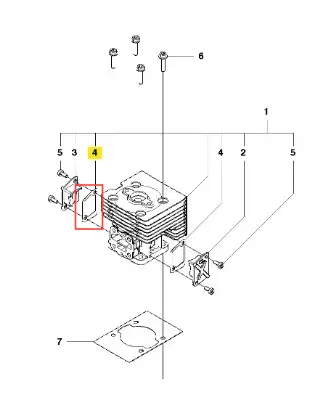 Uszczelka dmuchawy 130BT Husqvarna w kształcie prostokąta, wykonana z ciemnoszarego materiału gumowego. Widoczna w orientacji poziomej, z wyraźnie zaznaczonymi otworami montażowymi. Element przeznaczony do stosowania w urządzeniach Husqvarna.