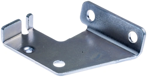 Wspornik ridera R213C Husqvarna w kolorze metalicznym, wykonany z wytrzymałego metalu. Ujęcie z boku, częściowo rozłożony, widoczne dwa otwory montażowe oraz dodatkowy zaczep. Brak widocznych napisów lub logo.