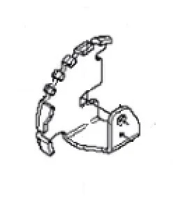 Wspornik ridera R112iC Husqvarna, wykonany z metalu, w kolorze szarym. Z przodu widoczna jest część mocująca. Z boku widać detale konstrukcyjne. Produkt przedstawiony w widoku z boku, leżący na płaskiej powierzchni, na jednolitym tle.