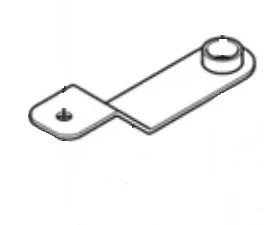 Wspornik ridera R 111B Husqvarna w odcieniu metalicznym, o prostokątnym kształcie, z okrągłym mocowaniem. Widok z góry, z elementami montażowymi. Produkt w stanie nowym, ukazujący prostą konstrukcję i funkcję wspierającą.