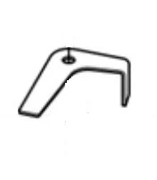 Wspornik ridera R 111B Husqvarna w kształcie litery L, wykonany z metalu w kolorze czarnym. Widoczny otwór montażowy w górnej części. Produkt pokazany z boku, gotowy do zamontowania. Prosty design, bez dodatkowych ozdób.