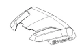 Osłona ridera R112iC Husqvarna w kolorze czarnym, z charakterystycznym logo. Widok z boku, w pozycji leżącej, pokazujący gładką, matową powierzchnię oraz aerodynamikę kształtu, idealna do zastosowań w sprzęcie ogrodniczym.