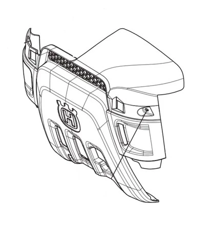 Osłona ridera R 112C Husqvarna w kolorze czarnym, wykonana z odpornego materiału. Ujęcie pod kątem, ukazujące szczegóły mocowania oraz logo Husqvarna. Produkt zaprojektowany do ochrony, z widocznymi otworami wentylacyjnymi.