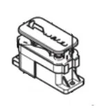 Dioda ridera R112iC Husqvarna w kolorze szarym, z prostokątną obudową, widok frontalny. Produkt zawiera wyraźnie zaznaczone mocowania oraz wypustkę ułatwiającą montaż. Widoczne oznaczenia na wierzchu. Dioda zamontowana na podstawie.