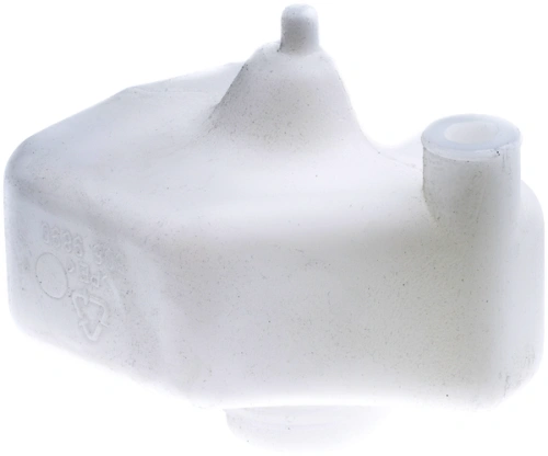 Biały zbiornik rozprężny Husqvarna R213C z tworzywa, wielościenny, leżący, z jednym otworem montażowym i małą wypustką. Do systemów hydraulicznych.