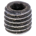 Śruba ridera R213C Husqvarna, cylindryczny element z gwintem, w kolorze czarnym, o fakturze matowej. Widoczne wypustki na powierzchni. Produkt uwieczniony w ujęciu frontalnym, leżący płasko. Idealny do zastosowań w urządzeniach ogrodowych.