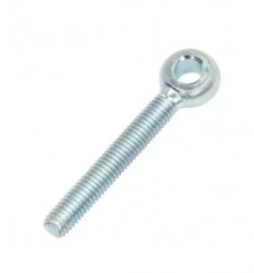 Śruba pierścieniowa R213C Husqvarna, metalicznie błyszcząca, z okrągłym pierścieniem na górze i gwintem na całej długości. Ujęcie z boku, w pozycji stojącej. Widoczny detal wzoru gwintu. Przeznaczona do zastosowań mechanicznych.