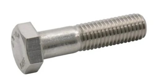 Śruba unc ridera R213C Husqvarna, wykonana z metalu, w kolorze srebrnym. Ujęcie z boku, ukazujące szesciokątną główkę i gwintowany trzpień. Produkt nowy, bez widocznych uszkodzeń, na jednolitym tle.