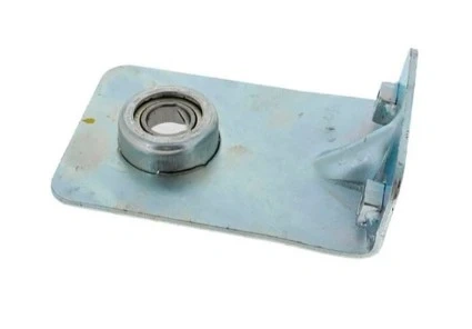 Wspornik ridera R200iX Husqvarna, metalowy prostokąt z matowym błękitnym wykończeniem, otworem z łożyskiem i bocznym mocowaniem, na białym tle, pokazujący szczegóły konstrukcji.