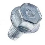 Śruba ridera R120S Husqvarna wykonana z metalu, o sześciokątnej głowicy. Widoczna gwintowana część, kolor srebrny, z czytelnym logo na głowicy. Produkt leży na jednolitym tle, w pozycji poziomej, umożliwiając wyraźne zobaczenie detali.