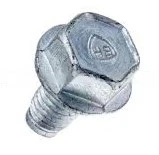 Śruba ridera R120S Husqvarna, metaliczna, sześciokątna główka, gwintowana na całej długości. Ujęcie z boku, widoczny detal logo na główce. Na jednolitym tle. Idealna do montażu w pojazdach Husqvarna.
