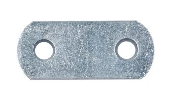 Łącznik ridera R213C Husqvarna w kolorze srebrnym, wykonany z metalowego materiału, o prostokątnym kształcie. Produkt widoczny frontalnie, z dwoma okrągłymi otworami do mocowania. Tło białe, co podkreśla detale elementu.