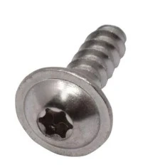 Śruba ridera R216 Husqvarna, stalowa, okrągła podkładka, widok z boku, metaliczny połysk. Widoczny gwint i krzyżowy otwór nagwintowany. Produkt przeznaczony do mocowania elementów w urządzeniach ogrodniczych.