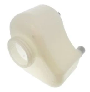 Zbiornik rozprężny R216AWD Husqvarna z przezroczystego, matowego tworzywa, z dwoma wyjściami na kable. Ergonomiczny, idealny do urządzeń ogrodowych na białym tle podkreślającym detale.