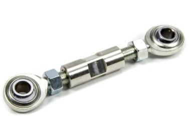 Drążek regulacyjny R216AWD Husqvarna z metalowym gwintem i kulistymi zakończeniami, leżący na białym tle. Gładka powierzchnia, idealny do pojazdów.