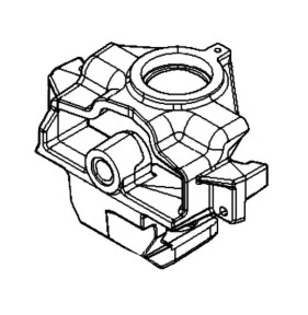 Wrzeciono ridera R213C Husqvarna w kolorze szarym. Widok z boku, detal pokazujący strukturalne krawędzie i mocowania. Produkt posiada otwór na montaż oraz wyraźne kontury. Tło neutralne, jednolite.
