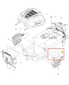 Czarna osłona ridera R 112C Husqvarna z widocznymi detalami i mocowaniami, zamontowana zgodnie z innymi podzespołami, na neutralnym tle ułatwiającym identyfikację produktu.