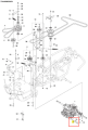 Ramię ridera R 112C Husqvarna w układzie eksploatacyjnym, widoczny detal z numerem 16. Element metalowy, o prostokątnym kształcie, zamontowany w strukturze pojazdu. Tło techniczne, z zaznaczeniem części w diagramie.