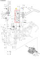 Napinacz pasa ridera R 112C Husqvarna, metalowy element w kolorze srebrnym, z dwoma otworami na mocowanie. Ujęcie frontalne, pokazujące detal konstrukcji oraz montaż. Widoczny również numer katalogowy i logo producenta.