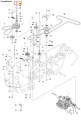 Śruba ridera R 112C Husqvarna, metalowa, o cylindrycznym kształcie, z gwintem. Prosta konstrukcja, widoczne oznaczenia na tułowiu. Ujęcie z góry, pokazujące detal i wymiary. Element montażowy, pasujący do charakterystyki urządzenia.