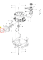 Śruba kołnierzowa R 112C Husqvarna, metalowa, z gwintem, o prostokątnym kształcie, widoczna z boku. Element o długości 2-3 cm, z widocznymi oznaczeniami na powierzchni. Umieszczona na schemacie obudowy, na jednolitym tle.