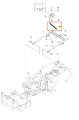 Czarna metalowa sprężyna ridera R112iC Husqvarna, prostokątna, zamontowana poziomo na dole konstrukcji, oznaczona numerem 11 na schemacie, na białym tle z widocznymi detalami technicznymi.
