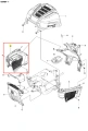 Osłona ridera R115B Husqvarna w kolorze czarnym z widocznymi detalami wentylacyjnymi. Produkt przedstawiony z boku, zbliżony kąt ujęcia. Zawiera mocowania i charakterystyczne wzory. W tle prosta, jasna aranżacja bez dodatkowych elementów.