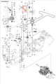 Okładzina hamulcowa Rider R115B Husqvarna w schemacie części, z numerami identyfikacyjnymi i rozmieszczeniem elementów w mechanizmie hamulcowym.