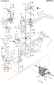 Śruba ridera R115C Husqvarna, wykonana z metalu, ma gwintowany kształt. Widoczna z boku, zamontowana w montażu, oznaczona numerem 40 na schemacie. Na jasnym tle, wyraźnie ukazująca swoją funkcję w konstrukcji urządzenia.