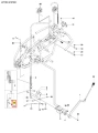 Śruba ridera R120S Husqvarna w wersji metalowej, z gwintem i prostym łbem. Element widoczny z boku, w ułożeniu poziomym. Na rysunku technicznym grubą linią oznaczono miejsce połączenia. Rozmiar i szczegóły nieczytelne.