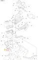 Śruba ridera R200iX Husqvarna, metalowa, z gwintem i główką, umieszczona w centralnej części diagramu. Widok z góry, z zaznaczeniem numeru 19. Otoczenie to schemat części maszyny, co podkreśla jej zastosowanie w kontekście montażowym.