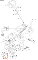 Oś wahliwa ridera R200iX Husqvarna, metalowy element w kształcie cylindrycznym, umieszczony w złożonym schemacie mechanicznym. Prezentowana w zbliżeniu, podkreślająca detale konstrukcyjne i mocowania. Widoczne numery identyfikacyjne i symbole.