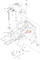 Śruba ridera R213C Husqvarna, metaliczna, z oznaczeniem nr 28, widoczna z boku w schemacie zmontowanych elementów. Ma standardowy kształt, z gwintem na całej długości. Wyraźne numery oraz detale mocowania ułatwiają identyfikację.