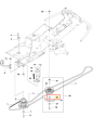 Podkładka ridera R213C Husqvarna ukazuje mechaniczne części, zębatki i mocowania z detalem nr 22, na schematycznym tle białym ułatwiającym widoczność montażu.