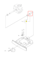 Łożysko ridera R213C Husqvarna, metalowe, cylindryczne z wyraźną długością. Produkt w zbliżeniu, stojący w pozycji montażowej. W tle schemat montażowy pokazujący komponenty, w tym numerację części. Prosta, biała aranżacja.