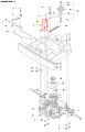 Śruba ridera R213C Husqvarna, metalowa, prosta, srebrna, z wyraźnym gwintem, ok. 6 cm, montowana w chasi prasy, z boku. Białe tło, numer 2 dla schematu.
