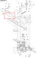 Pręt ridera R213C Husqvarna w układzie technicznym. Element metalowy, prosty, o zakończeniu kulistym, z niewielką krzywizną. Umiejscowiony w pozycji poziomej, jasno pokazujący zamocowanie w podwoziu. Widoczny w kontekście schematu montażowego.