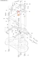 Nakrętka ridera R213C Husqvarna, metalowa, o cylindrycznym kształcie, z wyraźnym gwintem. Fragment przedstawiony w ujęciu z góry, otoczony elementami montażowymi. Widoczne oznaczenia pomocnicze. Element nowy, nieużywany, na przezroczystym tle.