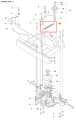 Sprężyna ridera R214 Husqvarna w postaci metalowej, spiralnej sprężyny, widoczna w ujęciu z boku na tle komponentów podwozia. Element ma prosty, wyraźny kształt. Wyróżnia się na schemacie za pomocą czerwonego prostokąta.