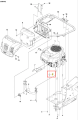 Śruba dwustronna R214T Husqvarna w kolorze metalicznym, poziomo w schemacie silnika, widoczne gwinty, kąt widzenia z boku. Element mocujący do urządzeń Husqvarna, tło techniczne.
