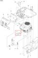 Przegroda cieplna R214T Husqvarna, czarna, z tworzywa, pozioma, z kanałami wentylacyjnymi i logo producenta, wraz z elementami mocującymi, zmontowana w zestawie konstrukcyjnym.
