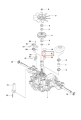 Magnes ridera R215TX Husqvarna, okrągły, metalowy element w oznaczeniu nr 11, widoczny na schemacie, z detalami mocowania, montowany w systemie mechanicznym. Ujęcie z przodu, przedstawiające całość komponentów z numeracją.