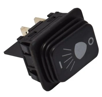 Wyłącznik ridera R316TX Husqvarna w kolorze czarnym, prostokątny z zaokrąglonymi krawędziami. Wyposażony w widoczny symbol włączania oraz oznaczenia świetlne. Ujęcie z przodu, produkt leży na białym tle, z widocznymi stykami do podłączenia.