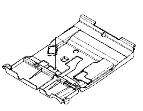 Pokrywa ridera R316T Husqvarna, z boków z wycięciami, w kolorze szarym. Widok z góry, produkt leżący płasko, pokazujący szczegóły mocowania i kontury. Prosta forma, gładka faktura, przeznaczona do wykorzystania w sprzęcie ogrodniczym.