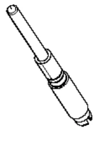 Drążek kierowniczy ridera R418Ts Husqvarna, metalowy, cylindryczny z gwintowanym końcem. Ujęcie boczne, produkt leżący. Widoczny detal mocowania w dolnej części. Bez dodatkowych elementów w tle.